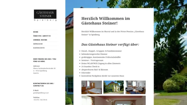 Website Screenshot: Gästehaus Bibiana Gaestehaus Steiner - Gästehaus Steiner – Spielberg - Date: 2023-06-15 16:02:34