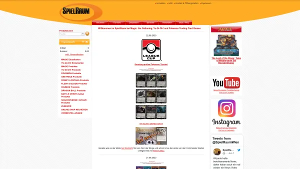 Website Screenshot: Florian SpielRaum Der Onlineversand für Magic Yu-Gi-Oh! und
Siedler - SpielRaum.co.at - News - SpielRaum - Date: 2023-06-26 10:21:57