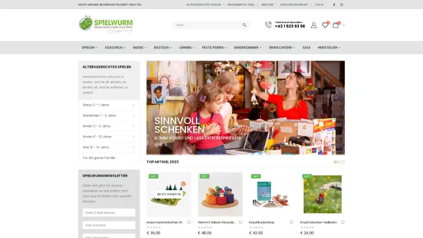 Website Screenshot: Wiener Einkaufsstraßen Online Spielwurm Holzspielzeug - Home - Spielwurm - Date: 2023-06-14 10:45:20