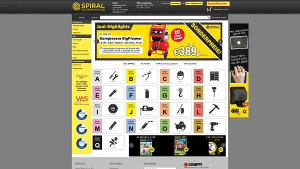 Website Screenshot: auf www.spiral.at Mit Online-Shop für Werkzeug Maschinen Hebezeuge Elektrowerkzeug Bohrer Arbeitsschutz Spiral Drehmaschine Kabelr - SPIRAL Reihs & Co. KG - Date: 2023-06-26 10:22:00