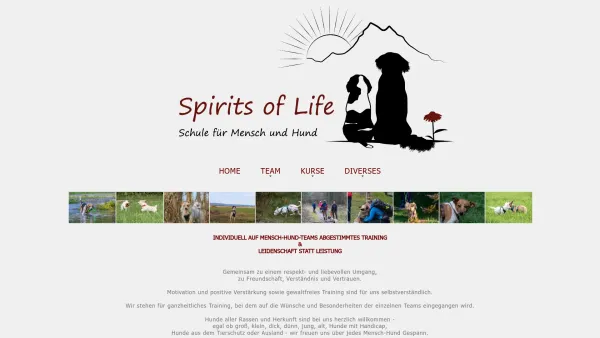 Website Screenshot: Spirits of Life Schule für Mensch und Hund - Home - Date: 2023-06-26 10:26:46