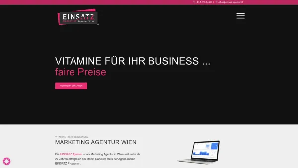 Website Screenshot: EINSATZ Unternehmensberatung & Werbeagentur Spornitz GmbH - Marketing Agentur Wien: Marketingberatung, Onlinemarketing - Date: 2023-06-26 10:22:00