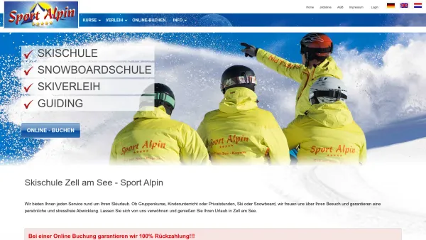 Website Screenshot: SKI und SNOWBOARDSCHULE Sport AlpZell am See - Skischule Zell am See SPORT ALPIN - Ski-Urlaub kompetent und persönlich in Zell am See - Date: 2023-06-26 10:22:00