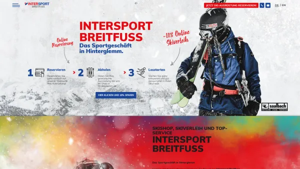 Website Screenshot: Diese Website informiert über Sport Breitfuss in Saalbach Hinterglemm Ein Besuch lohnt sich! - Intersport Breitfuss - Sportgeschäft in Hinterglemm - Date: 2023-06-26 10:22:00