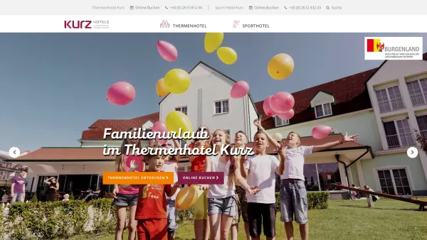 Website Screenshot: Sport Hotel Kurz - Thermenhotel Kurz - Sport-Hotel-Kurz - Urlaub, Sport, Therme, Oberpullendorf und Lutzmannsburg - Date: 2023-06-15 16:02:34