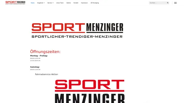 Website Screenshot: Sport Menzinger - Home - Date: 2023-06-14 10:45:22