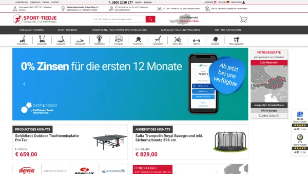Website Screenshot: Startseite www.sport-tiedje.at Der Fitnessfachmarkt! - Fitnessgeräte kaufen bei Sport-Tiedje.at - Europas Nr.1 für Heimfitness - Date: 2023-06-15 16:02:34