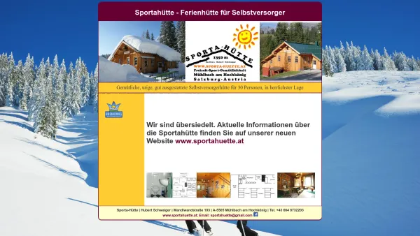 Website Screenshot: Sporta-Hütte Selbstversorgerhütte für 30 Personen - Sportahütte - Gemütliche Ferienhütte für 30 Personen in der Region-Hochkönig - Date: 2023-06-26 10:22:00