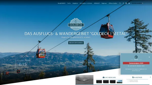 Website Screenshot: Goldeck Bergbahnen GmbH - Startseite Sommer - Sportberg Goldeck - Date: 2023-06-26 10:22:03