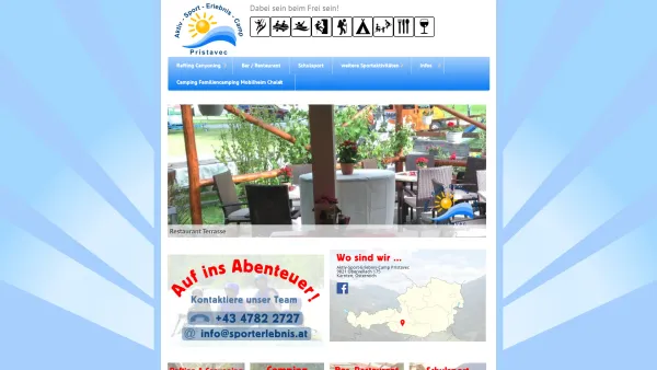 Website Screenshot: Camping u Rafting Raft Camp Obervellach - Aktiv-Sport-Erlebnis-Camp Pristavec in Obervellach Kärnten Austria | Dabei sein beim Frei sein! - Date: 2023-06-15 16:02:34