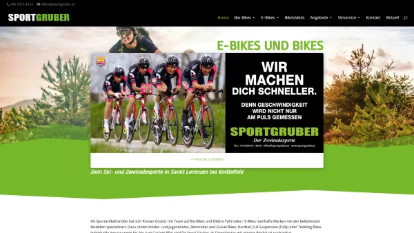 Website Screenshot: Sport Gruber - SportGruber | Fahrrad E-Bikes Custom Fachhandel Service - Date: 2023-06-26 10:22:03