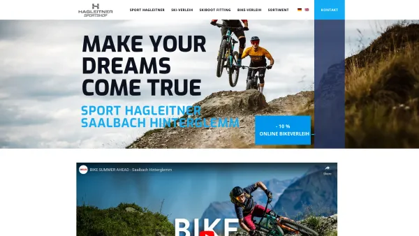 Website Screenshot: Sport Hagleitner Winter and summer sports specialists Saalbach Austria. Skiing Snowboarding mountabiking - Sport Hagleitner | Ski & Bikeverleih | Saalbach Hinterglemm - Date: 2023-06-26 10:22:03