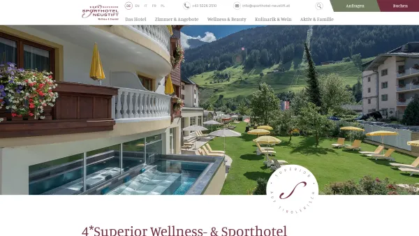 Website Screenshot: Sporthotel Neustift - Sporthotel Neustift | Sport & Wellnesshotel Stubaital - Date: 2023-06-26 10:22:03