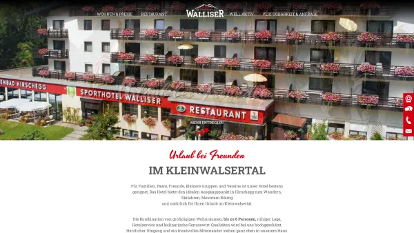 Website Screenshot: Sporthotel Walliser Familienhotel Kleinwalsertal - Hotel / Sporthotel Walliser - Date: 2023-06-26 10:22:03