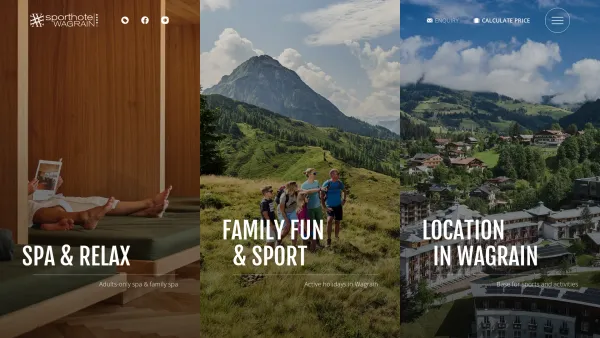 Website Screenshot: Sporthotel Wagrain - Active and relaxing holidays in the mountains – Sporthotel Wagrain - Date: 2023-06-26 10:22:03