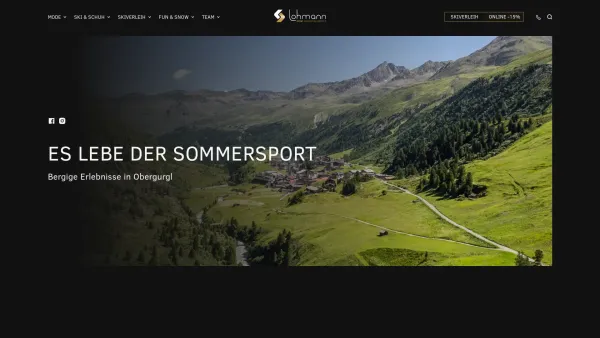 Website Screenshot: Sport Lohmann www.sportlohmann.at Obergurgl Tirol - Sport Lohmann - Ihr Sportfachhändler in Obergurgl - Date: 2023-06-26 10:22:03