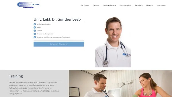 Website Screenshot: SportMedCenter Dr. Leeb - SportMedCenter Hollabrunn – Dr. Gunther Leeb - Date: 2023-06-26 10:22:03
