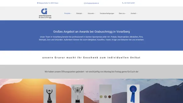 Website Screenshot: Karl Walter www.Sportpokal.at Erlebniswelt Grabuschnigg - Produkte - Sportpreiscenter Grabuschnigg GmbH - Date: 2023-06-26 10:22:03