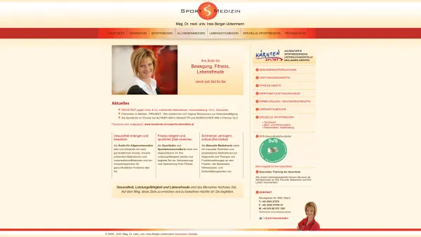 Website Screenshot: Sport & Medizin Mag.Dr.med. Ines Berger-Uckermann - Mag. Dr. med. univ. Ines Berger-Uckermann | - Date: 2023-06-26 10:22:03