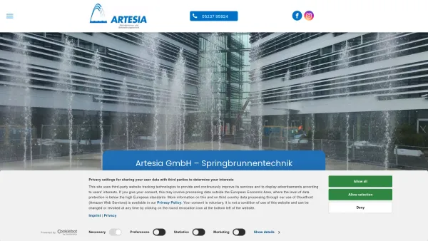Website Screenshot: Aqua Art Creativ Contact Technik - Artesia GmbH | Wassertechnik und Springbrunnetechnik aus Augustdorf - Date: 2023-06-26 10:22:06