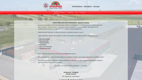 Website Screenshot: Dachdeckerei Spenglerei Springer - Dachdeckerei - Horn - Hollabrunn - Springer Johann - Date: 2023-06-14 10:45:22