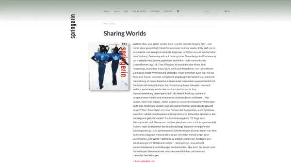 Website Screenshot: springerin Hefte fuer Gegenwartskunst - Heft 2/2023 Sharing Worlds - springerin | Hefte für Gegenwartskunst - Date: 2023-06-26 10:22:06