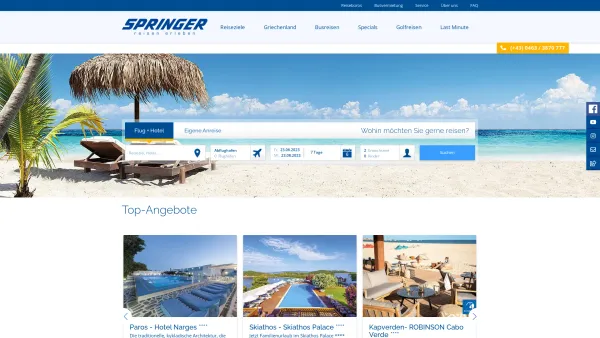 Website Screenshot: Springer Reisen Reisebüros Reisebusse Reiseveranstalter Springer Helios Linienflüge - Springer Reisen - Date: 2023-06-26 10:22:06
