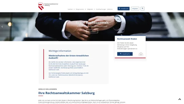 Website Screenshot: Rechtsanwaltskammer Salzburger Rechtsanwaltkammer - Die Salzburger Rechtsanwaltskammer online - Date: 2023-06-26 10:22:06