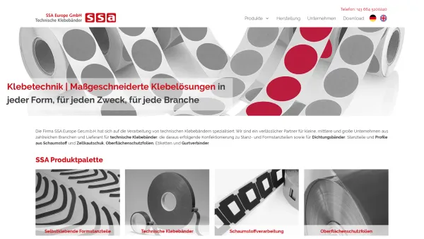 Website Screenshot: SSA Europe Ges.m.b.H. - Klebetechnik | Klebelösungen von SSA Europe GmbH - Date: 2023-06-26 10:22:06