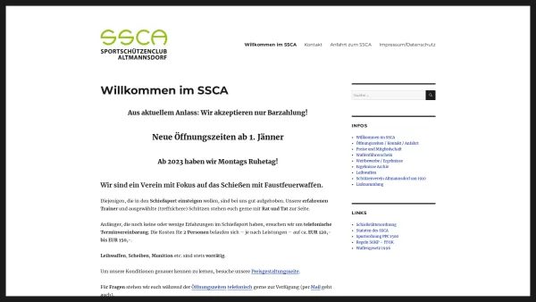 Website Screenshot: Sportschützenclub Altmannsdorf - Willkommen im Sportschützen Club Altmannsdorf, Wien - Date: 2023-06-26 10:22:06
