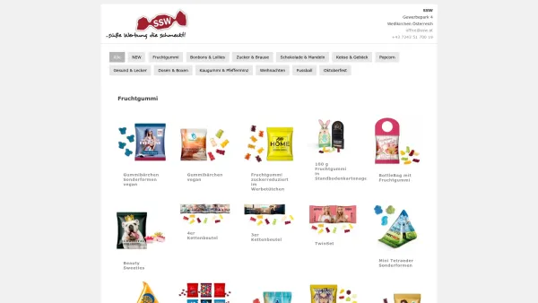 Website Screenshot: Schäfers Süsse Werbung, Ludwig Mehlstäubler, Werbeschokolade Werbebonbons Werbefruchtgummis - Produkte - Promotion Sweets - Date: 2023-06-26 10:22:06