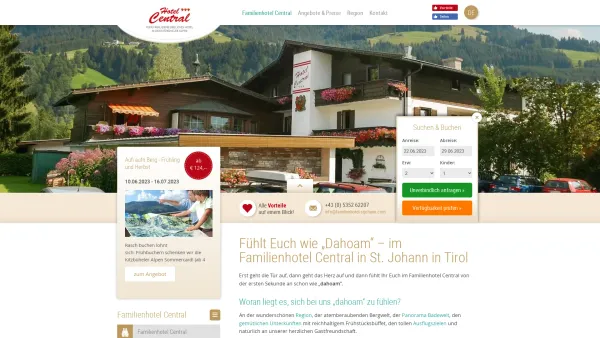 Website Screenshot: Hotel St. Johanner Hof  St. Johann Tirol - Familienhotel Central - Familienzimmer - Familienappartements - St. Johann in Tirol für Familien mit Kinder - Date: 2023-06-26 10:22:09