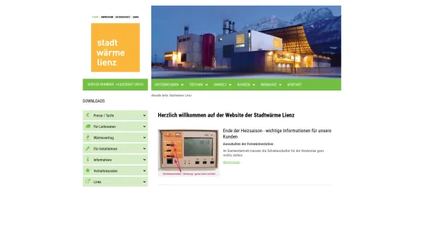 Website Screenshot: Stadtwärme Lienz Produktions und Vertriebs-GmbH - Start - Stadtwärme Lienz - Date: 2023-06-26 10:22:12