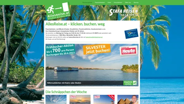 Website Screenshot: Robert Chlebec Reisen Gesellschaft STAFA REISEN Last-Minute-Urlaub - AllesReise.at – klicken. buchen. weg - AllesReise.at - klicken.buchen.weg. - Date: 2023-06-26 10:22:12