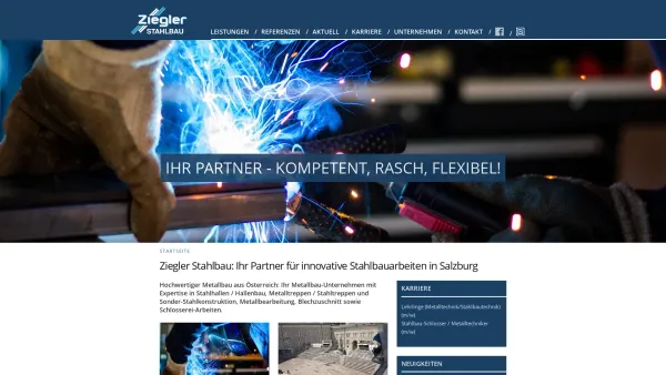 Website Screenshot: Ziegler Stahlbau GmbH - Stahlbau Ziegler Salzburg: Stahlhallen Metallbau Schlosserei Hallenbau Österreich - Date: 2023-06-26 10:26:46