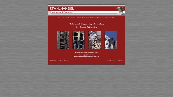 Website Screenshot: Stahlhandel Ing. Roman Gottschlich - Home - Date: 2023-06-14 10:36:56