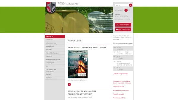 Website Screenshot: Gemeinde Stanz im Mürztal - Gemeinde Stanz im Mürztal: AKTUELLES - Date: 2023-06-15 16:02:34