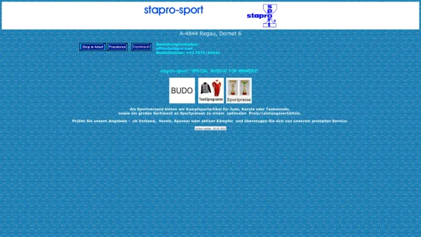 Website Screenshot: stapro sportversand fuer judo karate taekwondo - stapro - sportversand fuer Pokale Judo Karate Taekwondo Schiedsrichterbekleidung - Date: 2023-06-26 10:22:14