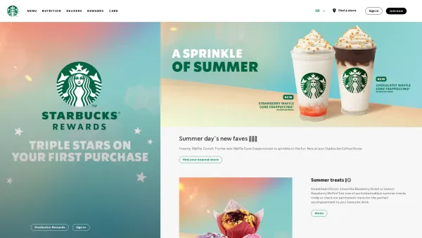 Website Screenshot: Starbucks Coffee sitemap - Homepage | Starbucks - Date: 2023-06-26 10:22:14