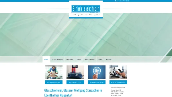 Website Screenshot: Starzacher Wolfgang GmbH - Ihre Glaserei nahe Klagenfurt - Starzacher Wolfgang GmbH - Date: 2023-06-14 10:45:25
