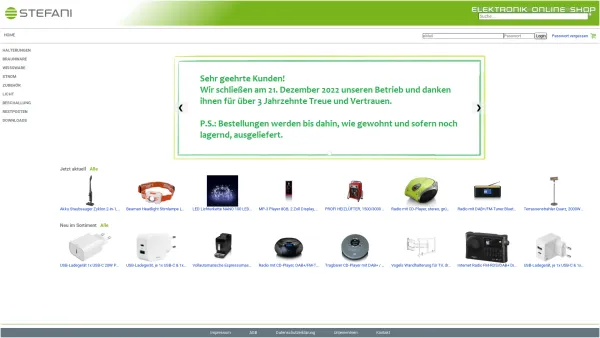 Website Screenshot: Stefani Elektronik Handels GesmbH - Stefani Elektronik - Date: 2023-06-14 10:45:25