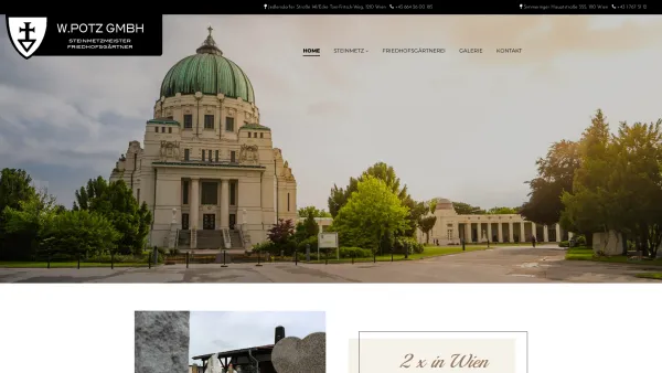 Website Screenshot: Steinbau Potz - Steinmetz Potz | Zentralfriedhof und Großjedlersdorfer Friedhof - Date: 2023-06-26 10:22:18