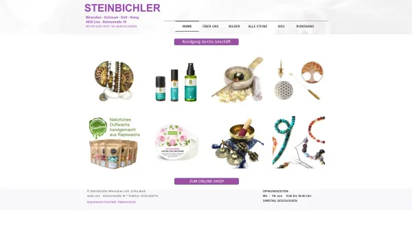 Website Screenshot: Steinbichler Mineralien Schmuck Duft und Klang - Startseite - Steinbichler Mineralien Schmuck Duft und Klang - Date: 2023-06-14 10:45:25