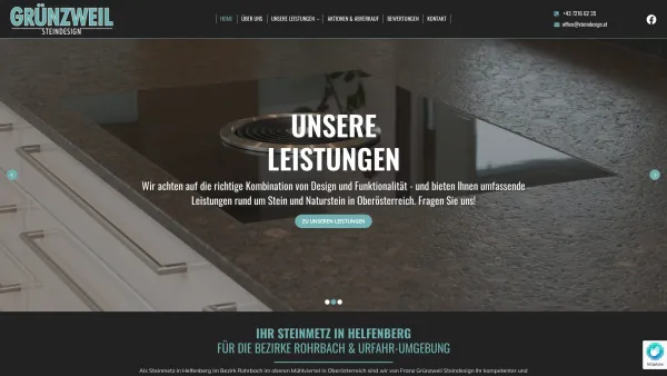 Website Screenshot: Grünzweil SteinDesign - Steinmetz für Bezirk Rohrbach & Urfahr-Umgebung - Date: 2023-06-26 10:22:18