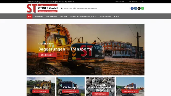 Website Screenshot: Baggerungen Steiner Horst - STEINER GmbH Baggerungen – Transporte - Date: 2023-06-15 16:02:34