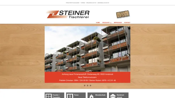 Website Screenshot: Tischlerei Steiner - Steiner Tischlerei Hall in Tirol - Date: 2023-06-26 10:22:18