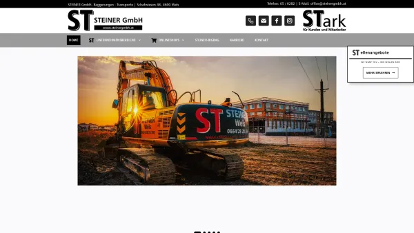 Website Screenshot: Steiner GmbH - ST STEINER GmbH, Baggerungen - Transporte | STark für Kunden - Date: 2023-06-15 16:02:34