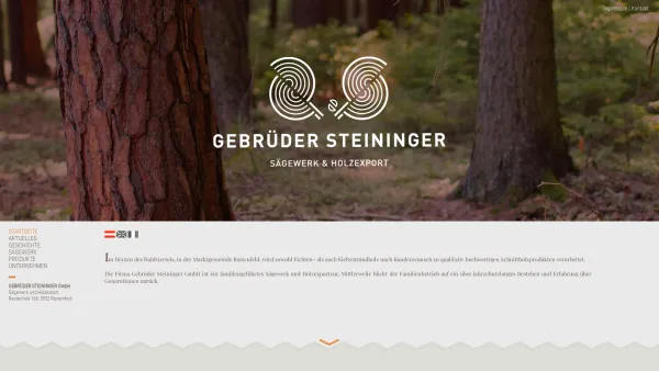 Website Screenshot: Gebrüder Steininger GmbH - Sägewerk-Holzexport - Gebrüder Steininger GmbH - Sägewerk und Holzexport - Date: 2023-06-15 16:02:34