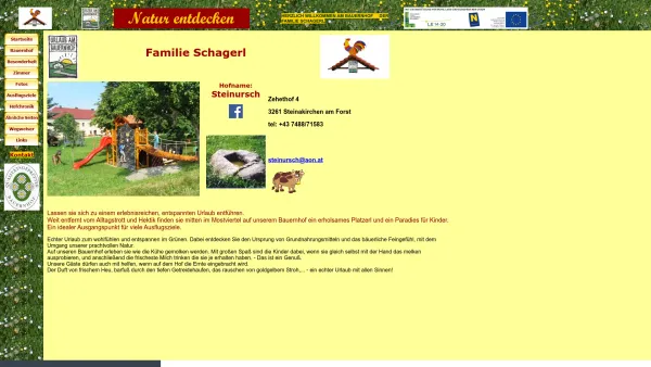 Website Screenshot: Urlaub am Bauernhof im Mostviertel-Steinakirchen Familie Schagerl Steinursch - UaB Steinursch - Date: 2023-06-26 10:22:21