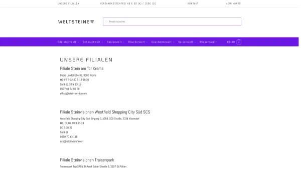 Website Screenshot: Steinvisionen emerion EU Registrierung Worldclass Webhosting Quality Webhosting - Unsere Filialen | WELTSTEINE - Date: 2023-06-26 10:22:21